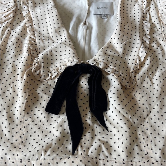 Reformation Kaylia Dress bow polka dot mini dress - Picture 5 of 9